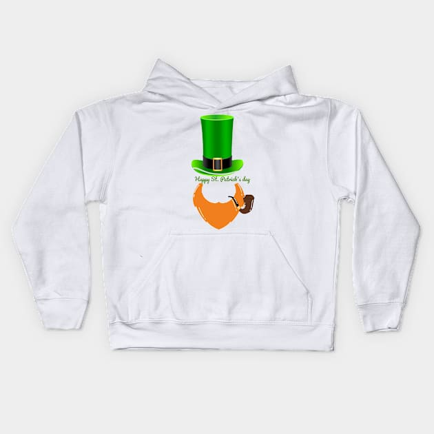 Brown beard st. Patricks day Kids Hoodie by Mony Shop